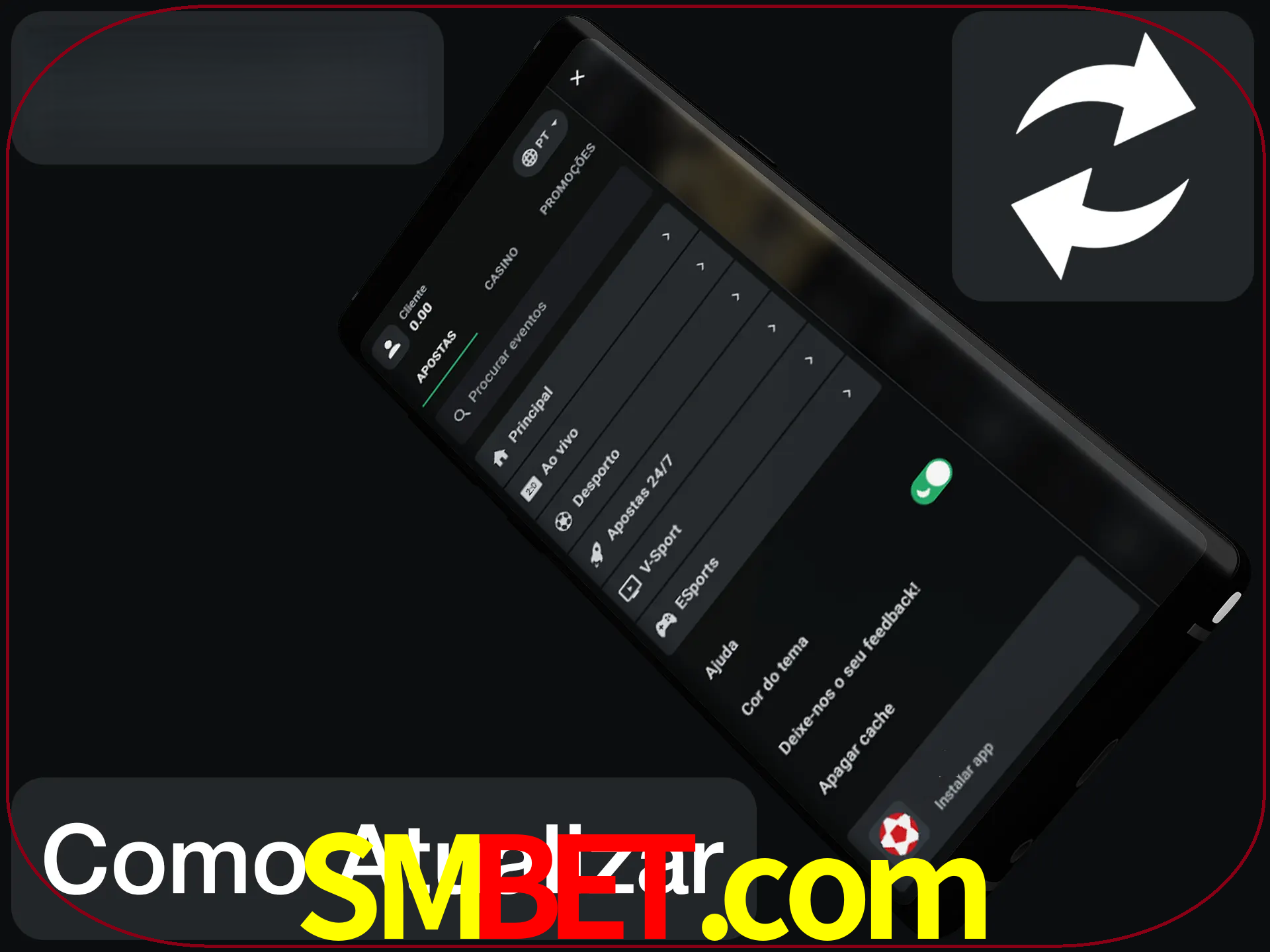 O aplicativo é atualizado automaticamente quando você faz o login.