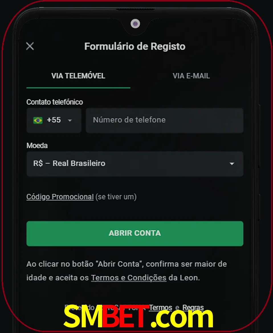 Abra o aplicativo e inicie o processo de registro.